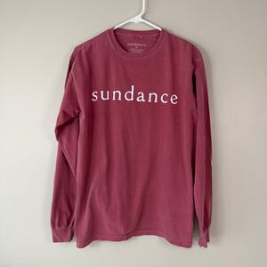 SUNDANCE Medium Red Long Sleeve Graphic Spellout T Shirt Outdoor Casual